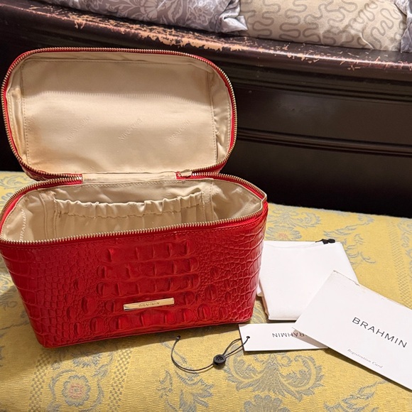 Brahmin Scarlet Crocodile-Embossed Cosmetic Case - Picture 5 of 8